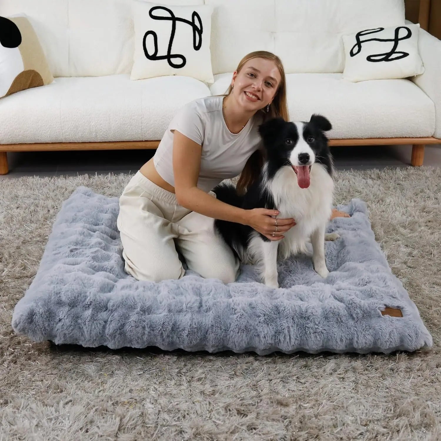 Ultra Plush Dog Bed Soft Pet Cushion Large Dog Crate Puppy Mattress Washable Mat