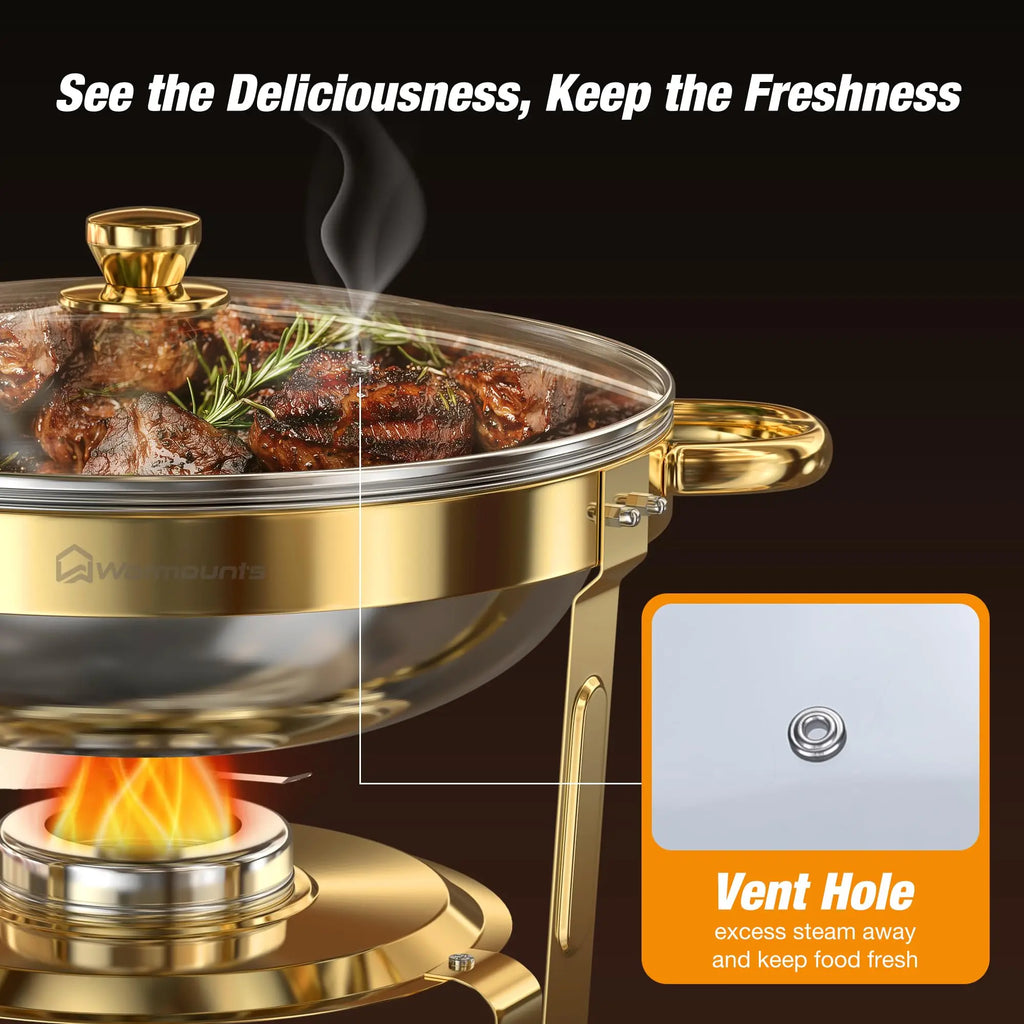 2/4 Pack Chafing Dishes for Buffet 5QT Round Stainless Steel Chafing Dish Set for Home Parties, Christmas Buffet Warmer Set