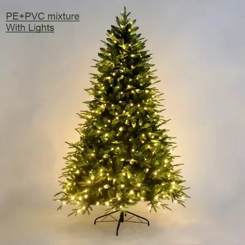 Artificial Christmas Tree PE&PVC Material with LED Lights Green Christmas Tree 1.2m To 1.8m Family New Year Christmas Decoration