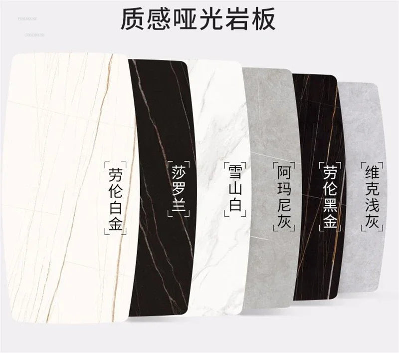 Italian Round Rotatable Telescopic Dining Table Small Apartment Foldable Table Household Modern Light Luxury Slate Dining Tables