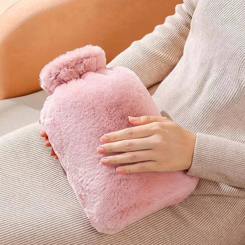 1000ML Hand WarmerHot Water Bag Removable Hot Water Bottles Reusable Hand Warmer with Cloth Cover Explosion-Proof Girl Winter