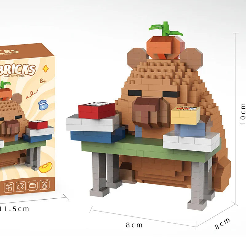 Capybara Small Building Block Animations and Cartoon Assembly Action Models To Decorate Car Toys As Surprise Gifts for Friends