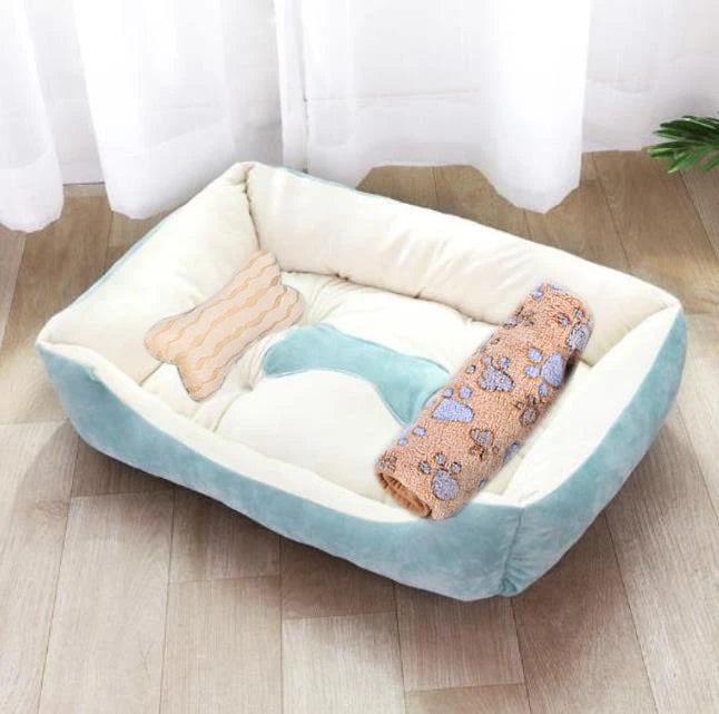 Pet Cat Dog Bed Cozy Square Plush Kennel Puppy Sofa Bed Cushion Pet Product Accessories For Small Medium Animal Doghouse