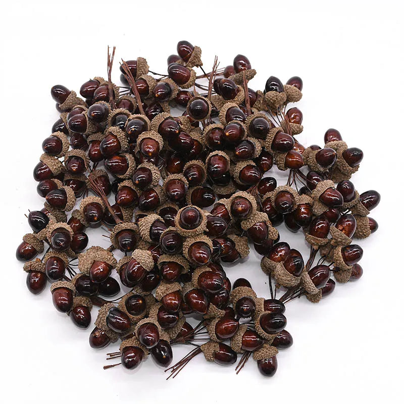 12/24pcs Artificial Mini Pine Cone Foam Fake Nuts Acorns Berry DIY Handmade Flower Bouquet Wedding Xmas Autumn Decoration Wreath