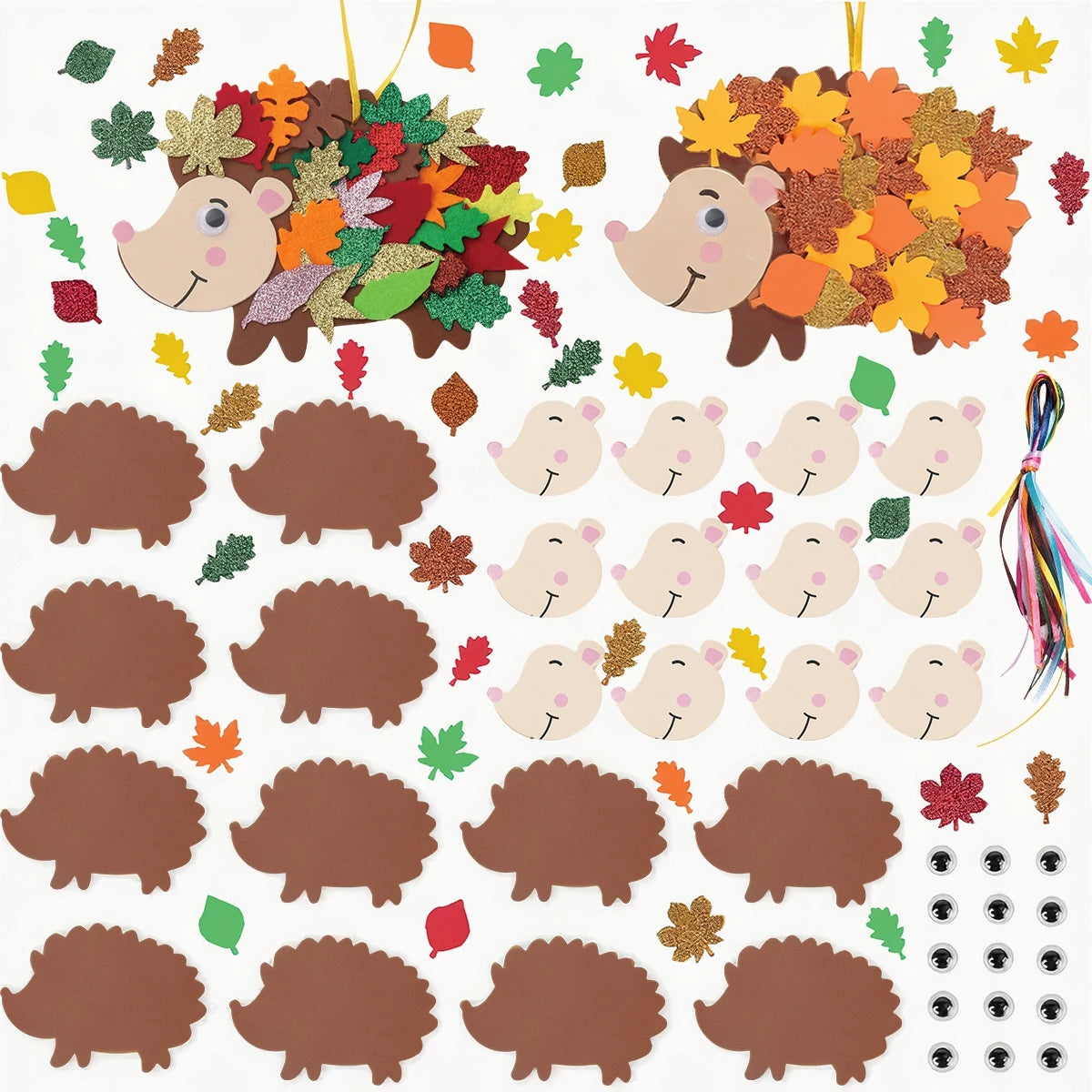 Felt Maple Leaf Hedgehog DIY Pendant Birthday Party Decorations Kids Favors Gift Cartoon Hedgehog Craft Set Baby Shower Supplies