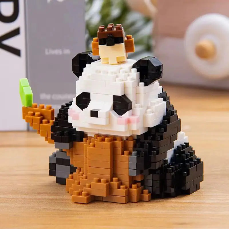 Creative Mini Cute Panda Micro Building Blocks 3D Diamond Model Animals Bricks DIY City Construction Toys for Children Kids Gift