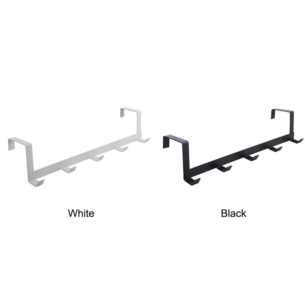 Hooks Over The Door 5 Hooks Home Bathroom Organizer Rack Clothes Coat Hat Towel Hanger New Bathroom Kitchen Accessories Holder