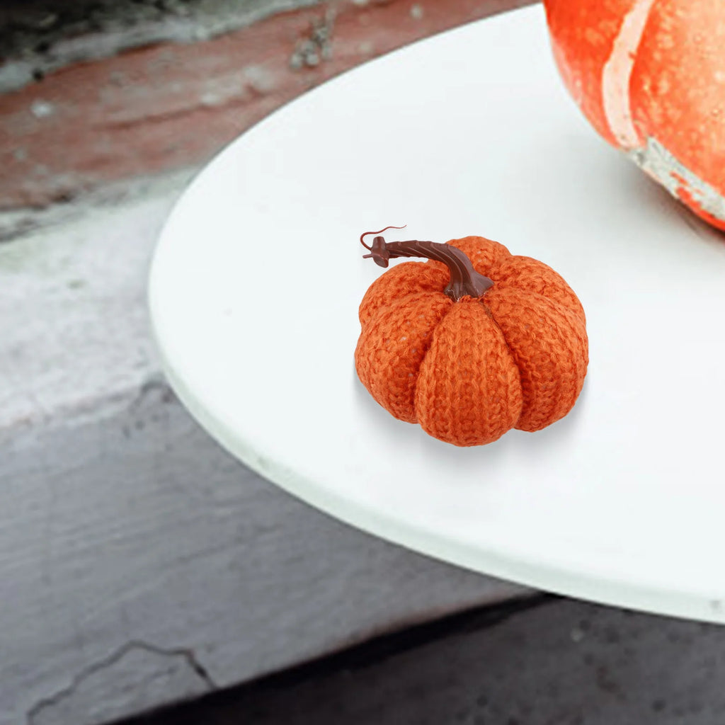 Faux Fall Decorative Crochet Pumpkins For Rustic Farmhouse Thanksgiving Harvest Halloween Table Centerpiece Mantel Kitchen Decor