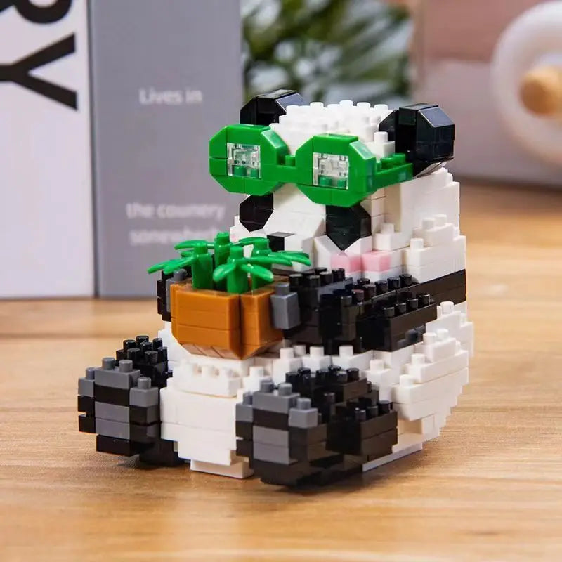 Creative Mini Cute Panda Micro Building Blocks 3D Diamond Model Animals Bricks DIY City Construction Toys for Children Kids Gift