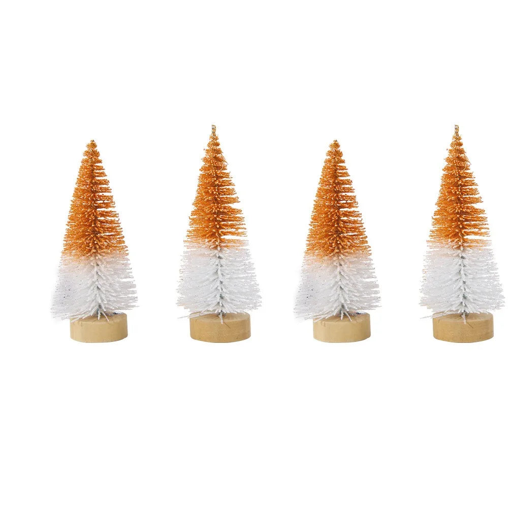 4pcs 10CM Mini Christmas Tree Plastic Gradient Christmas Small Cedar Colorful Lifelike Artificial Xmas Pine Tree Party Favors