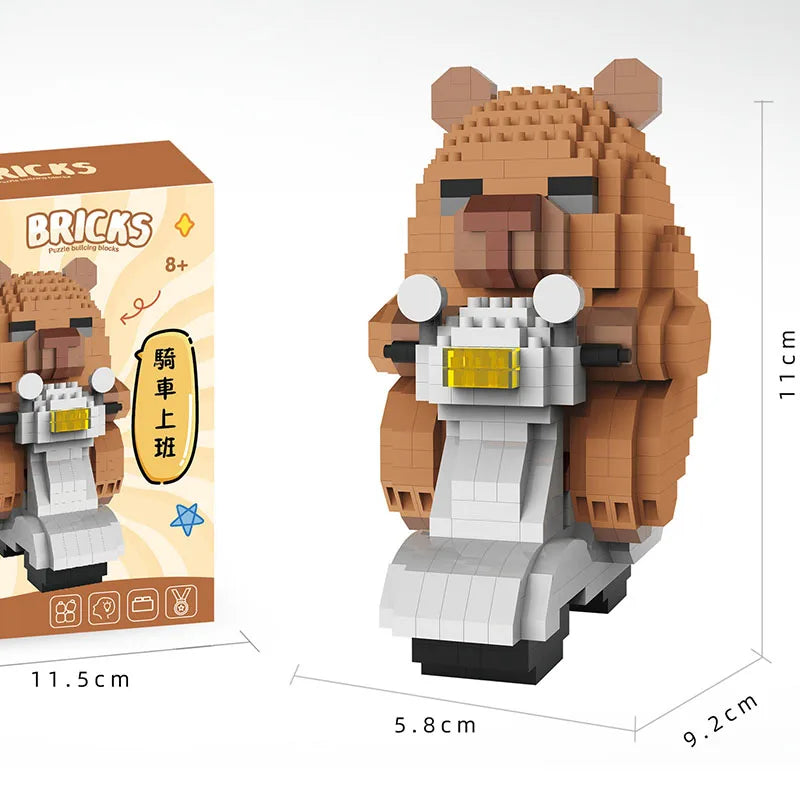 Capybara Small Building Block Animations and Cartoon Assembly Action Models To Decorate Car Toys As Surprise Gifts for Friends
