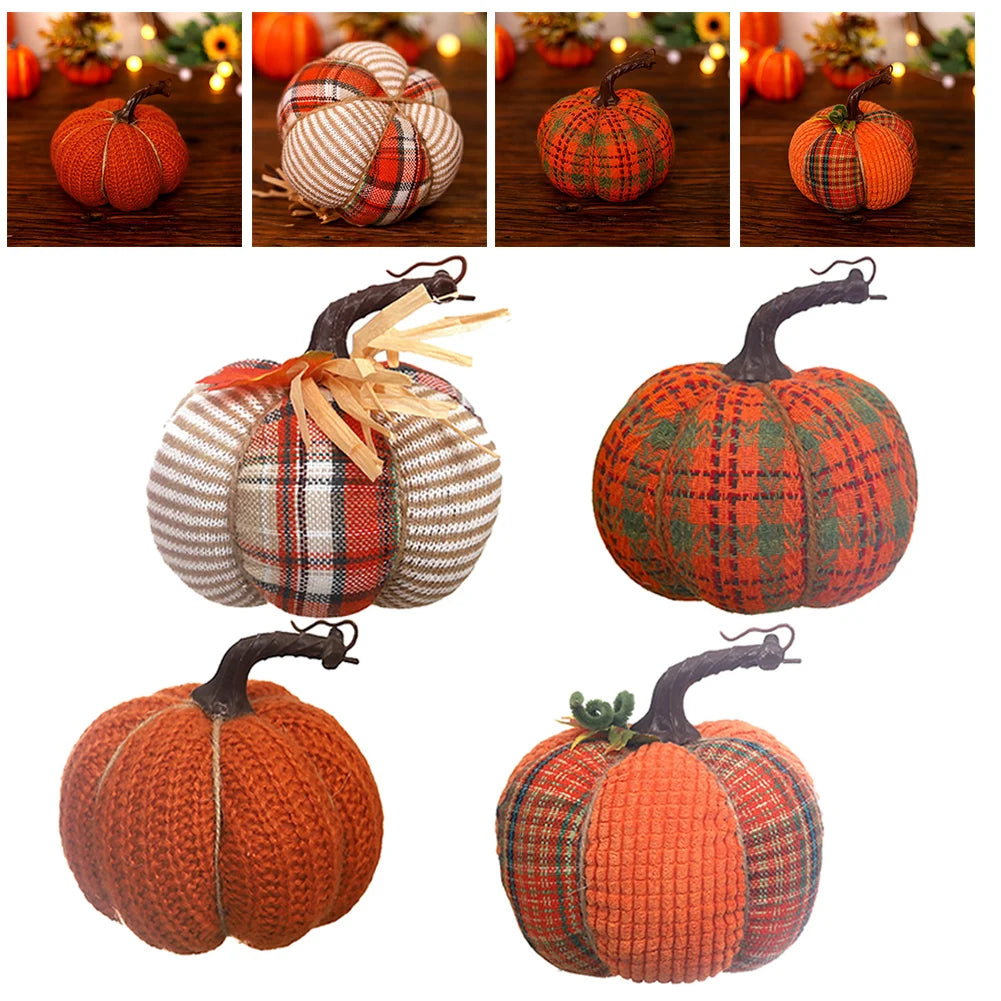 1 Pcs Handmade Autumn Fabric Pumpkin Decor Thanksgiving Artificial Pumpkins Autumn Ornament Hallowee Fall Home Table Decoration