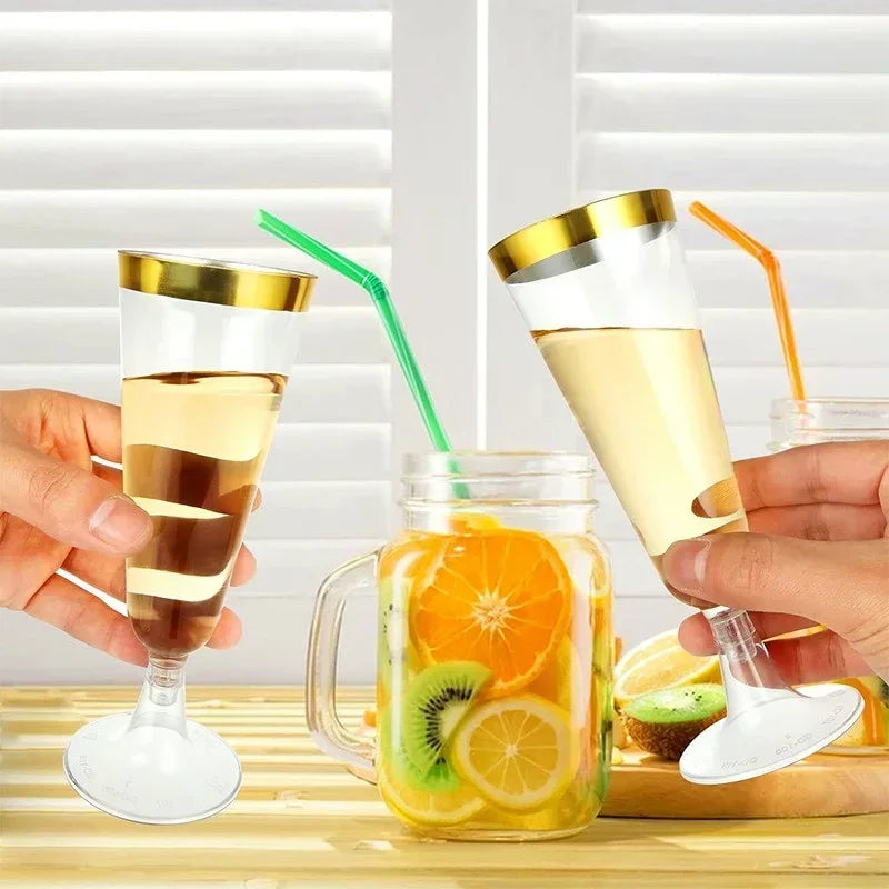 25/50/100pcs 150ml Disposable Cups Clear Plastic Champagne Flutes Bar Cups Toasting Glasses for Weddings Party Cocktail Cups
