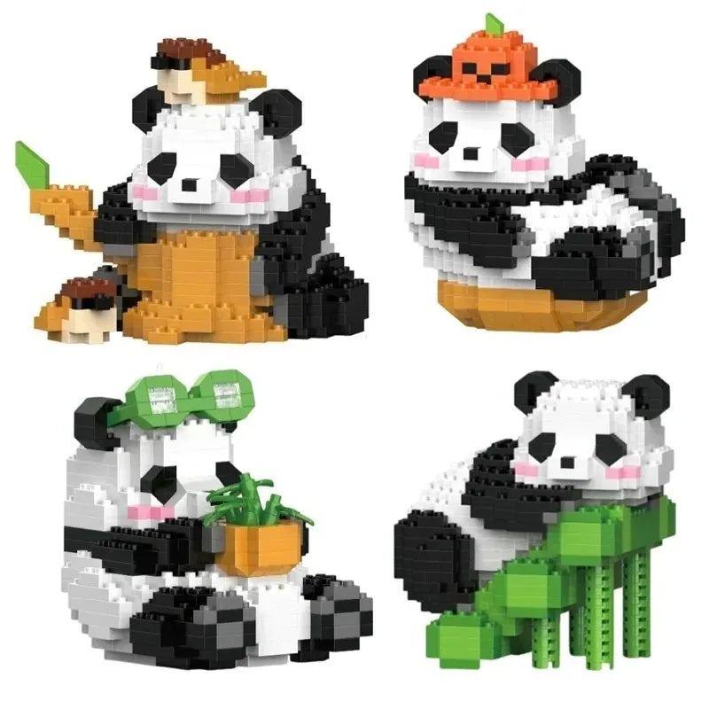 Creative Mini Cute Panda Micro Building Blocks 3D Diamond Model Animals Bricks DIY City Construction Toys for Children Kids Gift