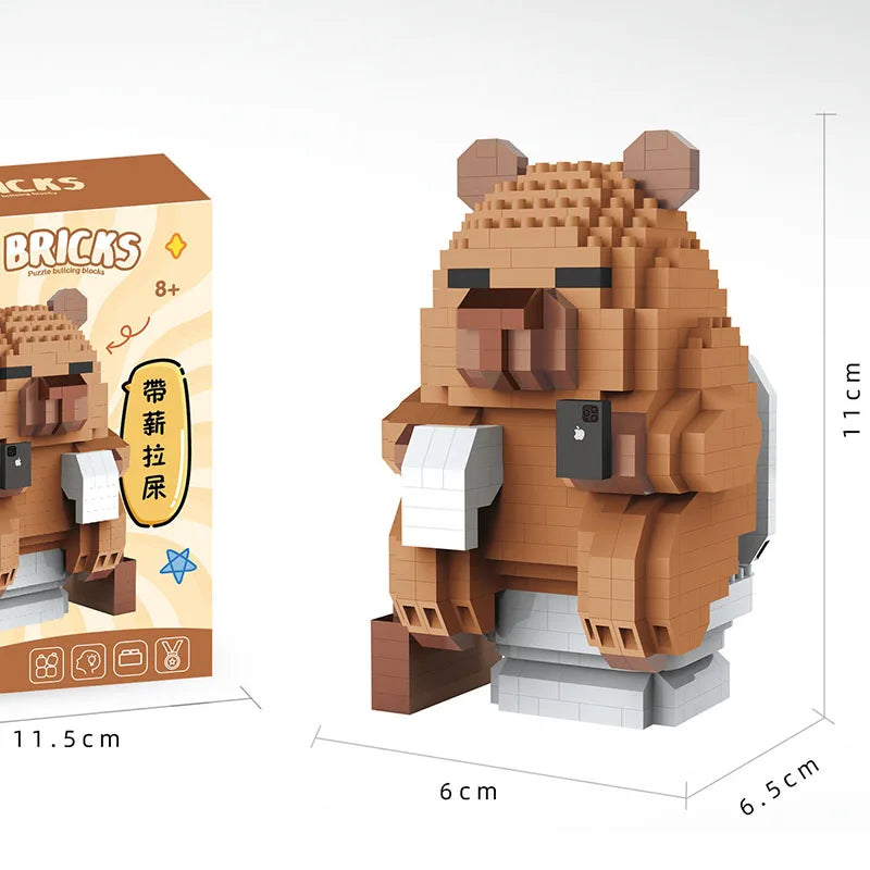 Capybara Small Building Block Animations and Cartoon Assembly Action Models To Decorate Car Toys As Surprise Gifts for Friends
