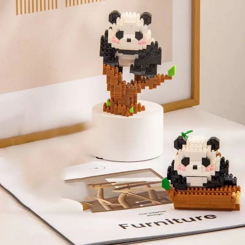 Creative Mini Cute Panda Micro Building Blocks 3D Diamond Model Animals Bricks DIY City Construction Toys for Children Kids Gift