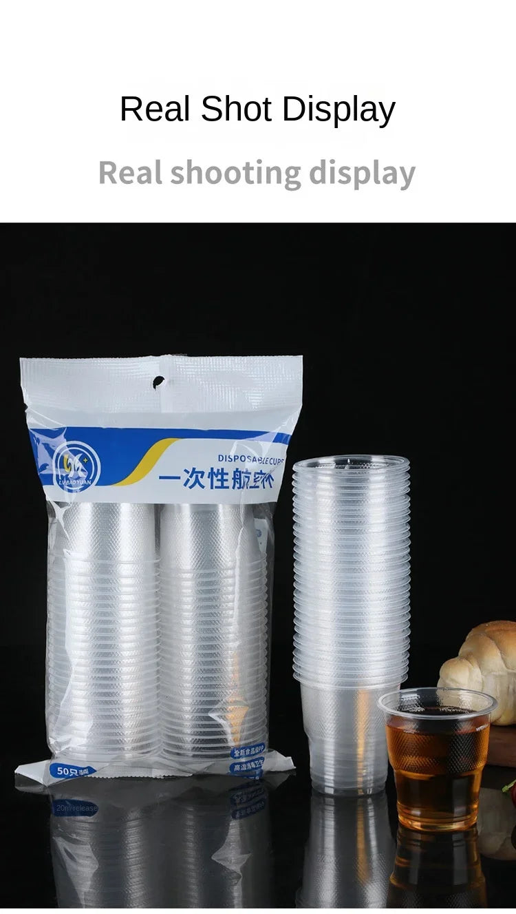 25/50pcs New Disposable Transparent Plastic Cup Outdoor Picnic Birthday Kitchen Party Tableware Cups Supplies Kitchenware Dining