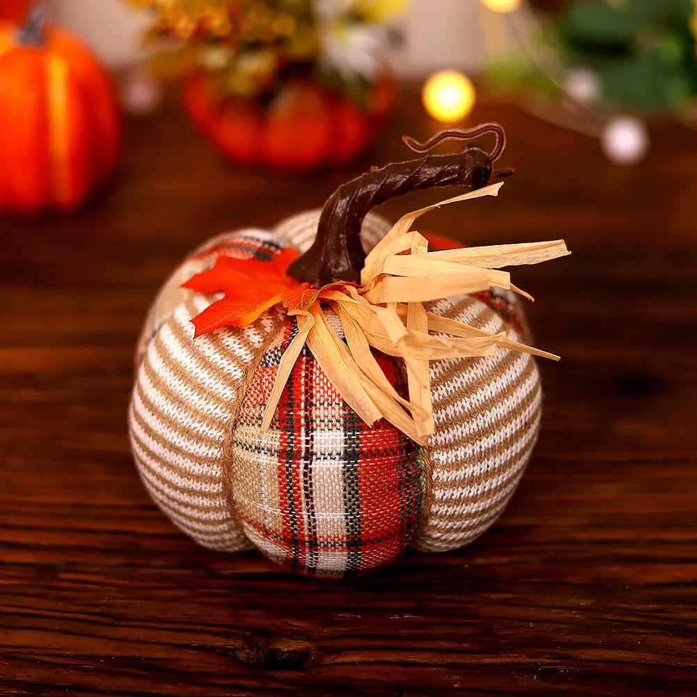 1 Pcs Handmade Autumn Fabric Pumpkin Decor Thanksgiving Artificial Pumpkins Autumn Ornament Hallowee Fall Home Table Decoration