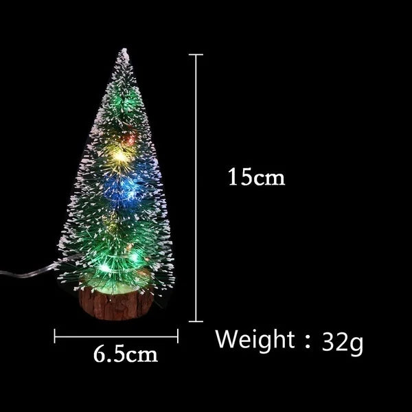 1pc LED Light Mini Artificial Christmas Trees Decorations  Festival Tabletop Miniature Snow Frost Xmas Tree Decor 4Sizes