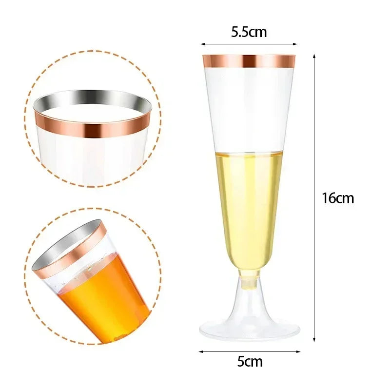 10/20/30pcs Disposable Cups Clear Plastic Champagne Flutes Bar Cups Toasting Glasses for Weddings Party Cocktail Cups,150ml