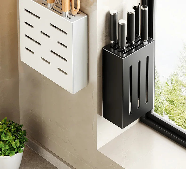 Kitchen knife storage box, knife holder, non-perforation, wall-mounted rack, kitchen items，kitchen accessories organizer