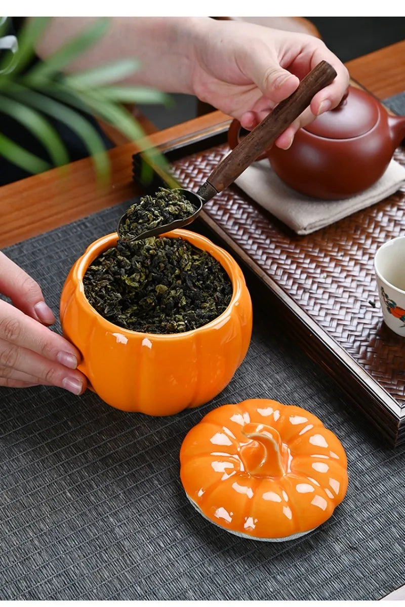 Simulated Pumpkin Tea Jar Ceramic Candy Jar Everything Goes Smoothly Wedding Seal Happy Candy Jar Home Decoration Ornament Gift