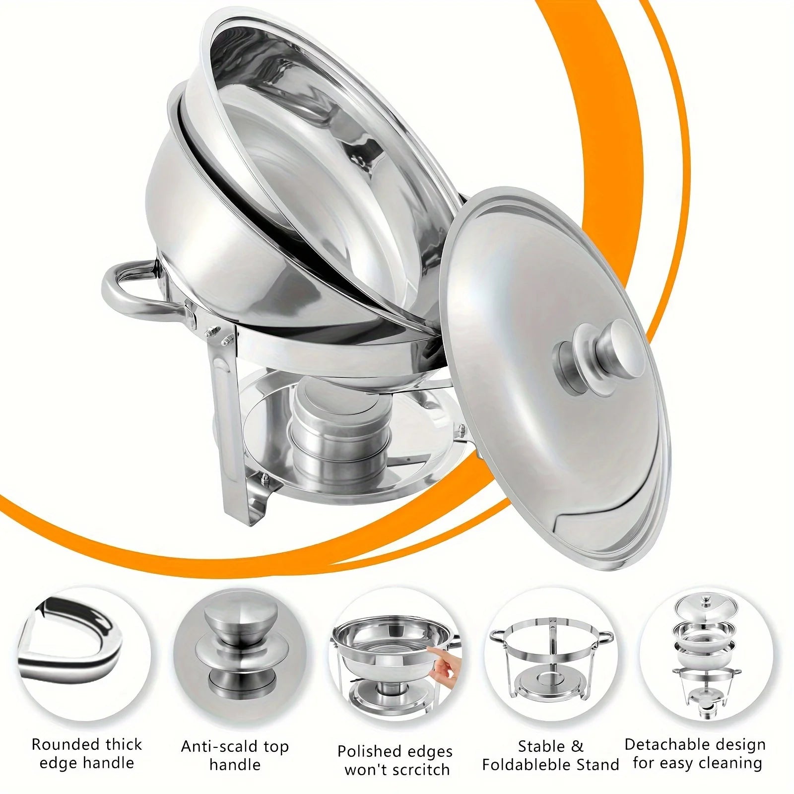 1/2/4/6/8 Packs 5-Qt Stainless Steel Chafing Dish Buffet Set Food Water Trays Buffet Warmers erving Utensils for Dinner Parties