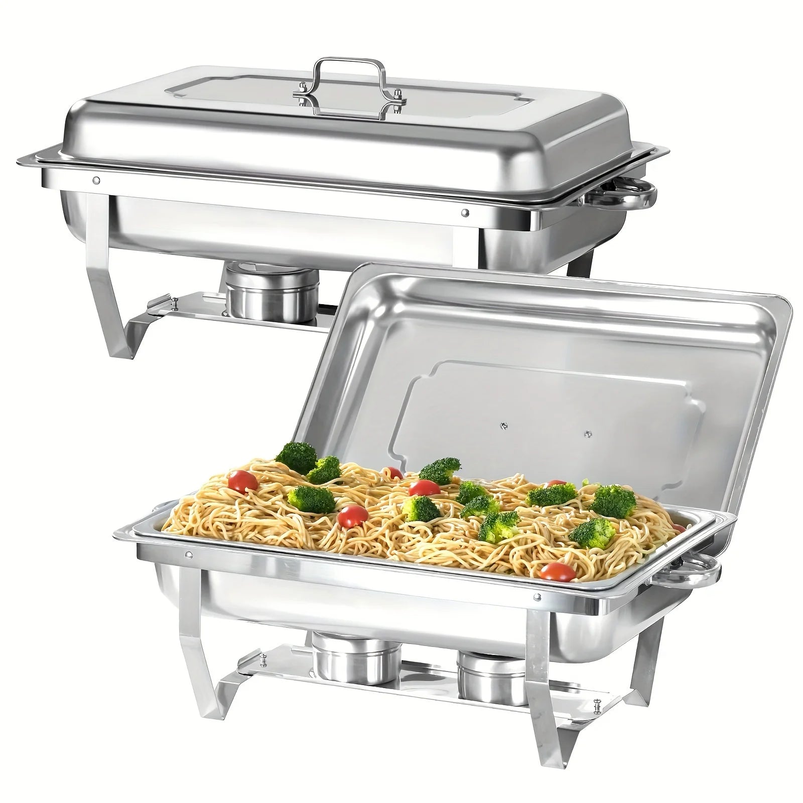 4 Pack 8QT Chafing Dish Buffet Set Stainless Steel Food Warmer Chafer Complete  Chafing Fuel Holder for Party Catering,