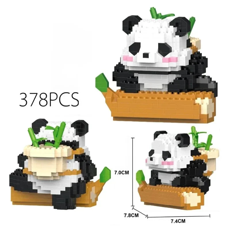Creative Mini Cute Panda Micro Building Blocks 3D Diamond Model Animals Bricks DIY City Construction Toys for Children Kids Gift