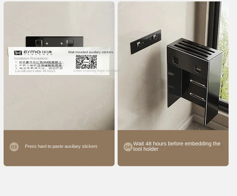 Kitchen knife storage box, knife holder, non-perforation, wall-mounted rack, kitchen items，kitchen accessories organizer
