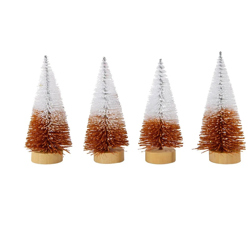 4pcs 10CM Mini Christmas Tree Plastic Gradient Christmas Small Cedar Colorful Lifelike Artificial Xmas Pine Tree Party Favors