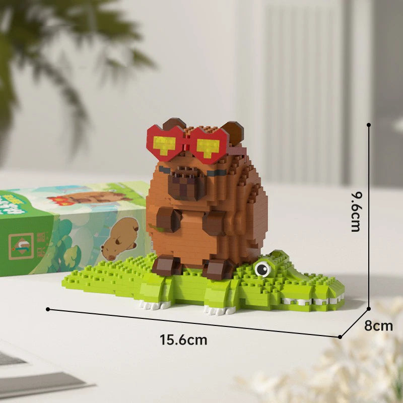 Lovely Cartoon Animals Nanobricks Capybara Micro Diamond Block Construction Model Building Bricks Educational Toys For Kids Gift