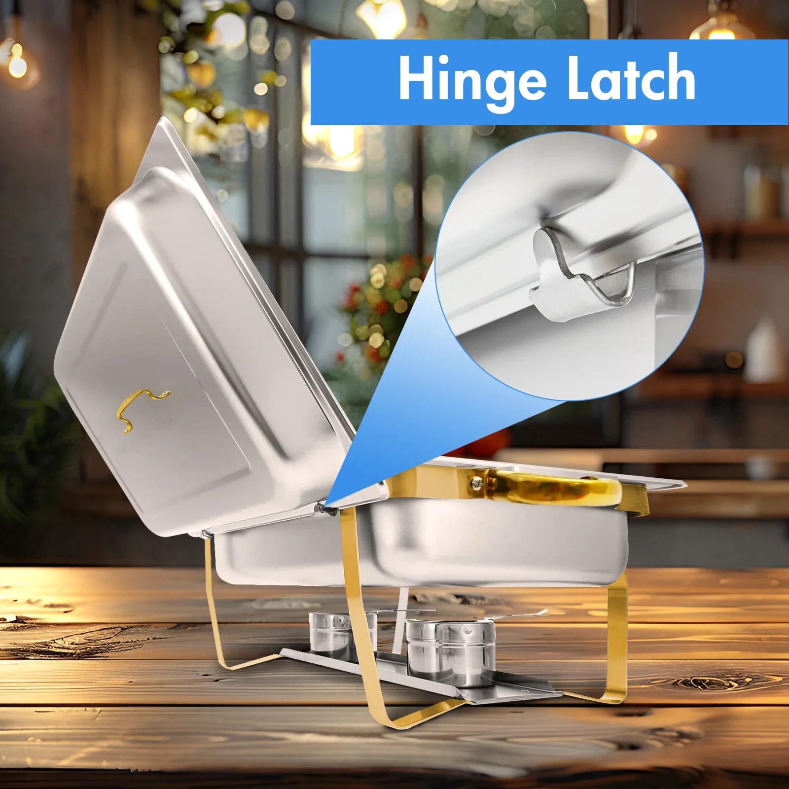 4 Pack 8QT Chafing Dish Buffet Set Stainless Steel Food Warmer Chafer Complete  Chafing Fuel Holder for Party Catering,