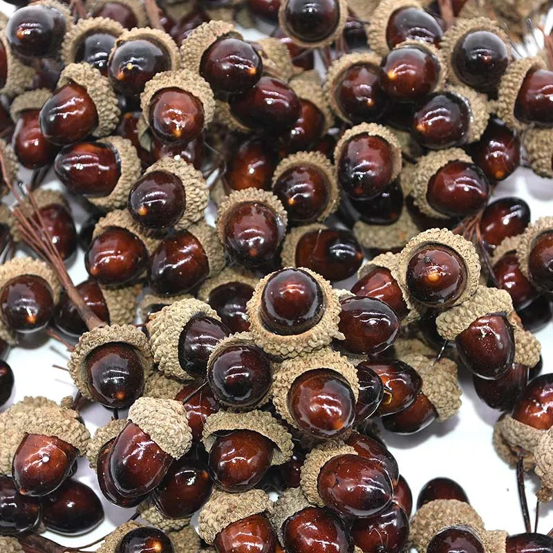 12/24pcs Artificial Mini Pine Cone Foam Fake Nuts Acorns Berry DIY Handmade Flower Bouquet Wedding Xmas Autumn Decoration Wreath