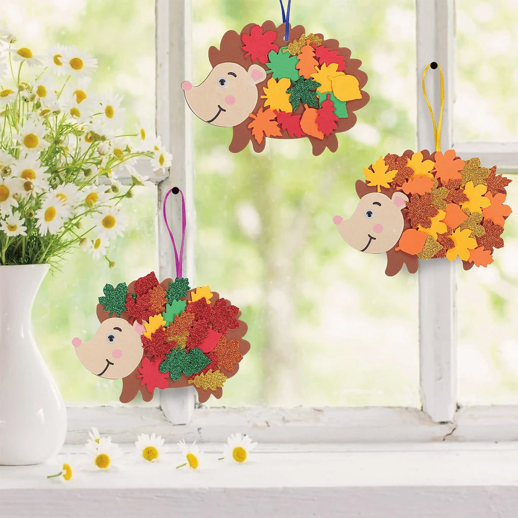 Felt Maple Leaf Hedgehog DIY Pendant Birthday Party Decorations Kids Favors Gift Cartoon Hedgehog Craft Set Baby Shower Supplies