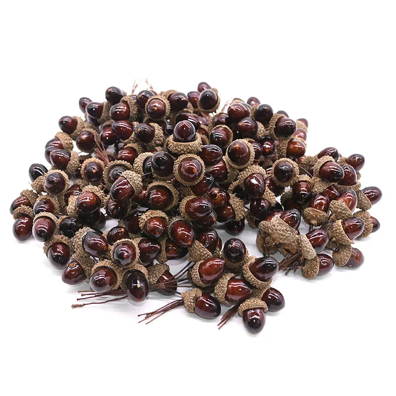 12/24pcs Artificial Mini Pine Cone Foam Fake Nuts Acorns Berry DIY Handmade Flower Bouquet Wedding Xmas Autumn Decoration Wreath