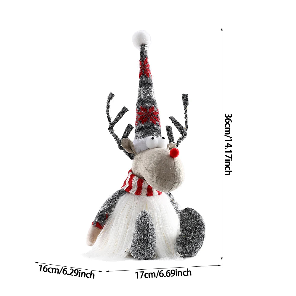 Christmas Elk Decoration Large Standing Handmade Plush Doll with Retractable Spring Legs for Christmas Tree Ornaments New Year
