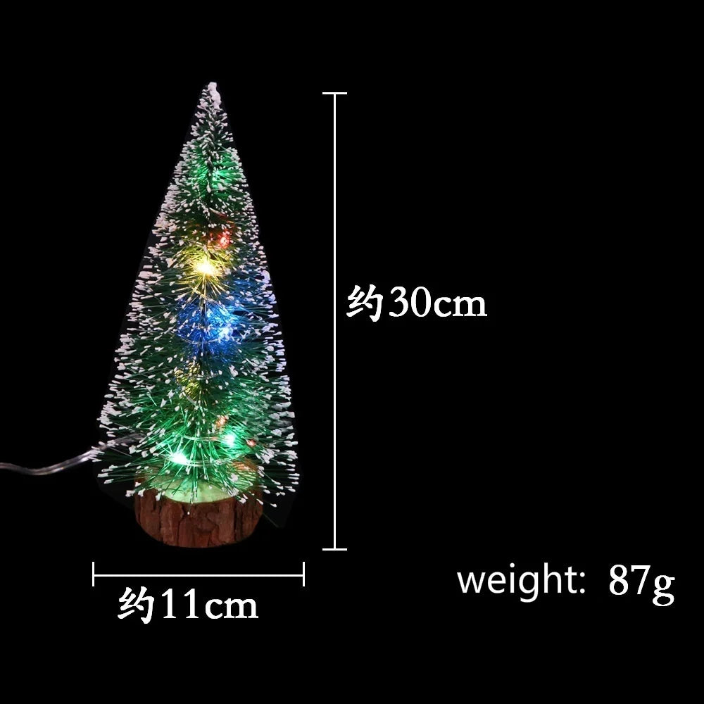 1pc LED Light Mini Artificial Christmas Trees Decorations  Festival Tabletop Miniature Snow Frost Xmas Tree Decor 4Sizes