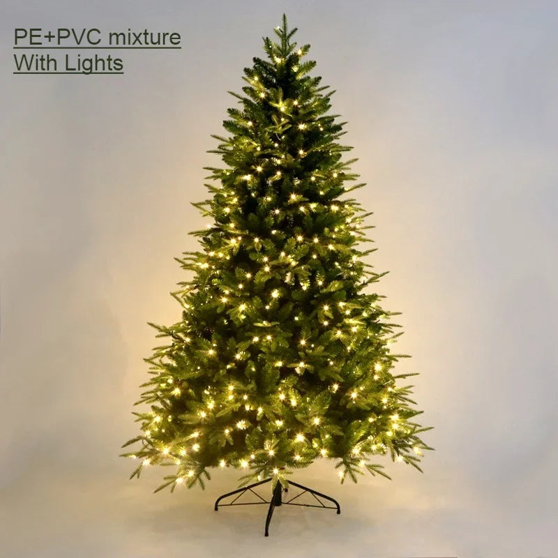 Artificial Christmas Tree PE&PVC Encryption with Lights Large Green Christmas Tree 120CM-240CM Family Christmas Party Decoration