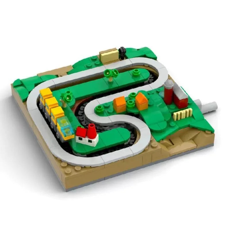 MOC building blocks hand-cranked train track building blocks model train building blocks assembled boys and girls toys ornaments