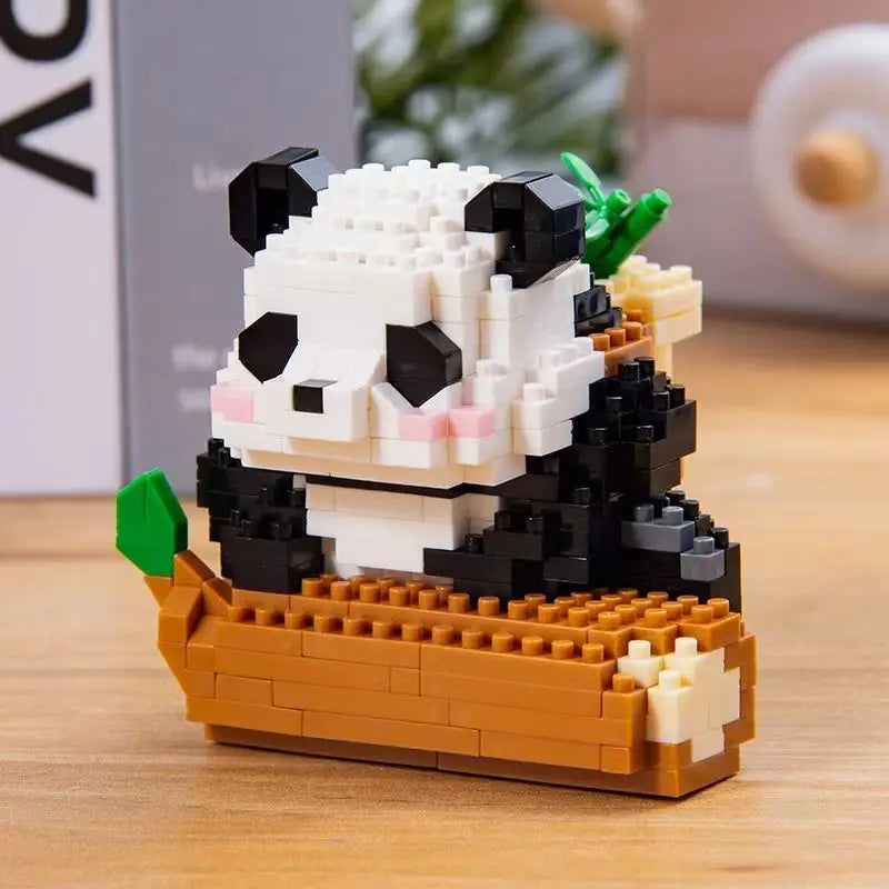 Creative Mini Cute Panda Micro Building Blocks 3D Diamond Model Animals Bricks DIY City Construction Toys for Children Kids Gift