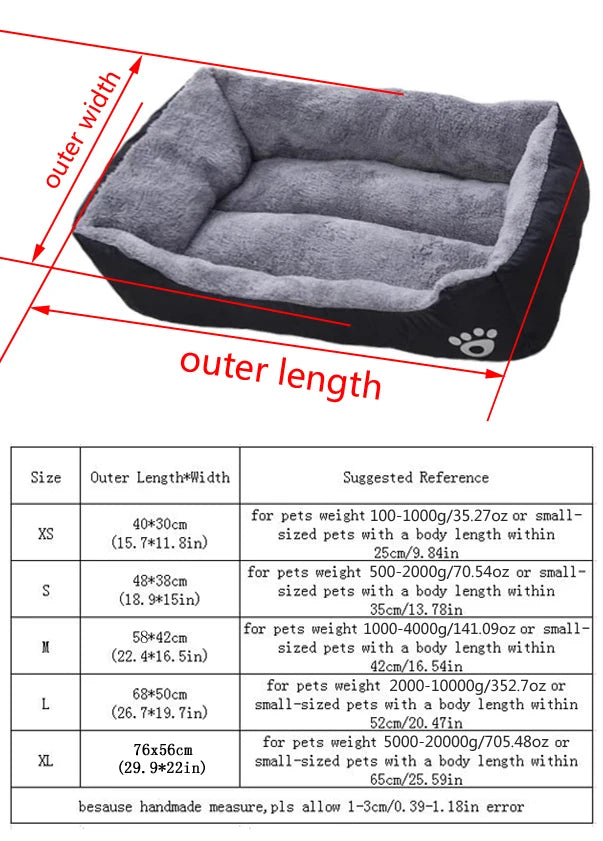 Black Dog Bed Plush Sleeping Bed for Large, Medium and Small Dogs, Non-Slip and Bite-Resistant Pet Sleeping Mat