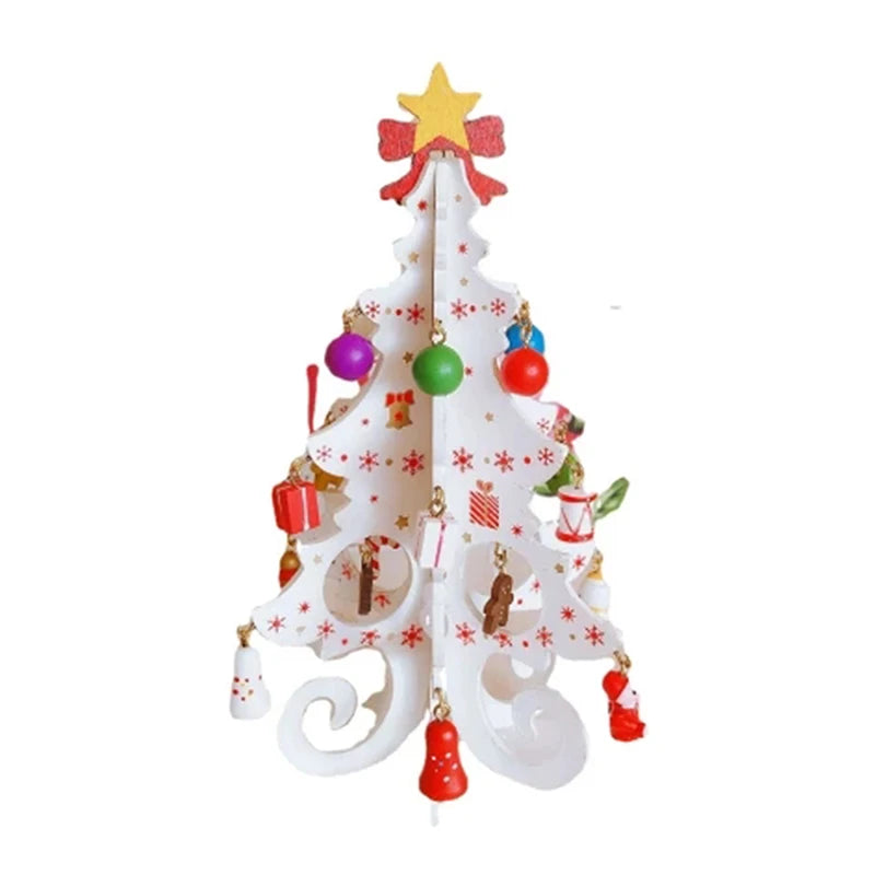 Christmas Tree Children Handmade DIY Stereo Wooden Christmas Tree Scene Layout Christmas Decoration Ornaments Hot
