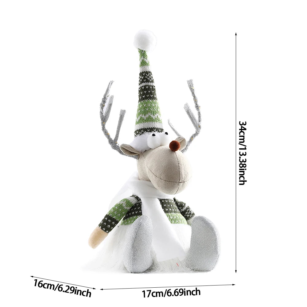 Christmas Elk Decoration Large Standing Handmade Plush Doll with Retractable Spring Legs for Christmas Tree Ornaments New Year