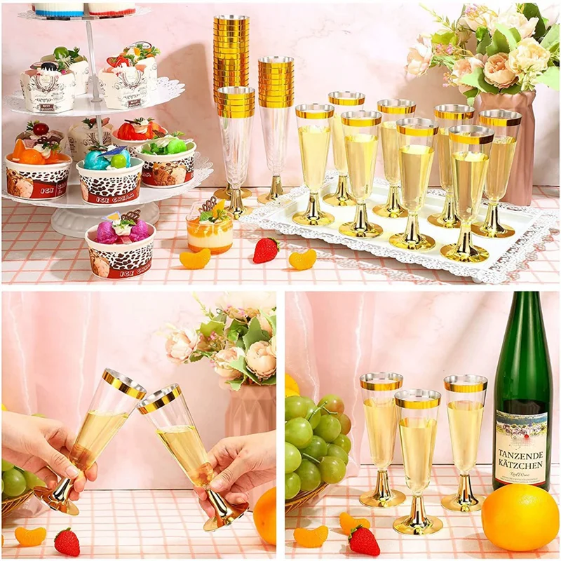 30Piece Plastic Champagne Flutes Reusable Stemmed Wine Glasses Party Wine Cups For Parties