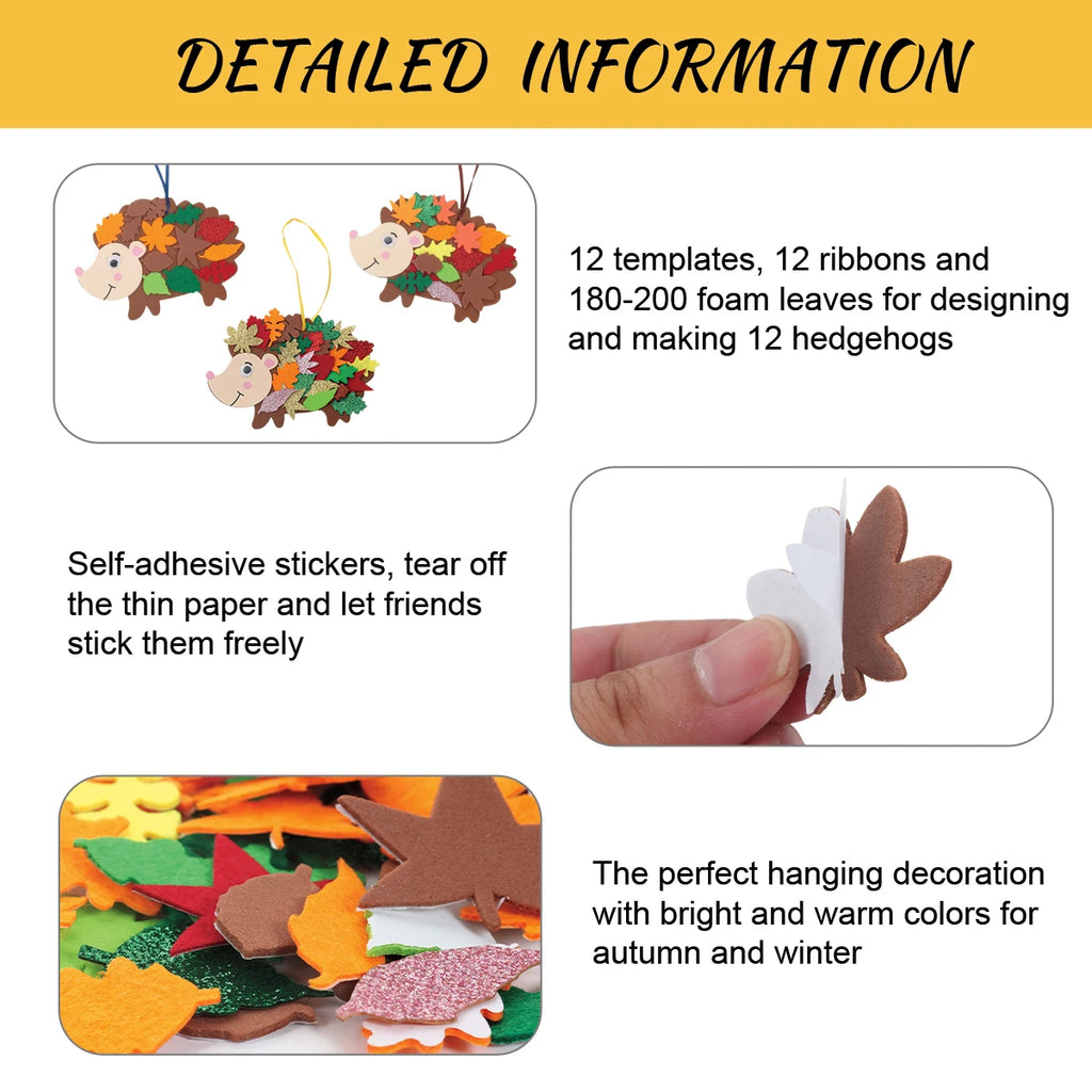 Felt Maple Leaf Hedgehog DIY Pendant Birthday Party Decorations Kids Favors Gift Cartoon Hedgehog Craft Set Baby Shower Supplies