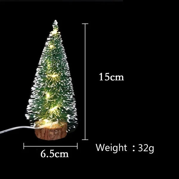 1pc LED Light Mini Artificial Christmas Trees Decorations  Festival Tabletop Miniature Snow Frost Xmas Tree Decor 4Sizes