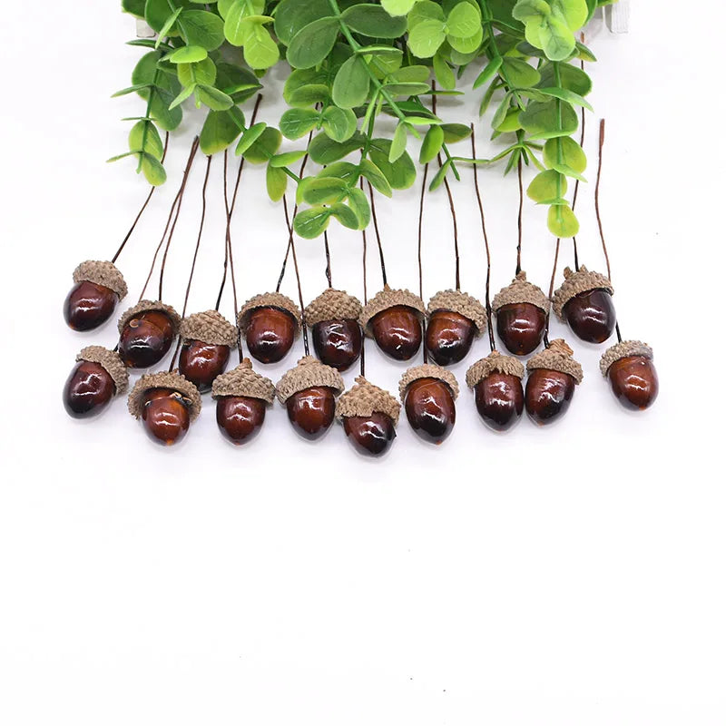 12/24pcs Artificial Mini Pine Cone Foam Fake Nuts Acorns Berry DIY Handmade Flower Bouquet Wedding Xmas Autumn Decoration Wreath