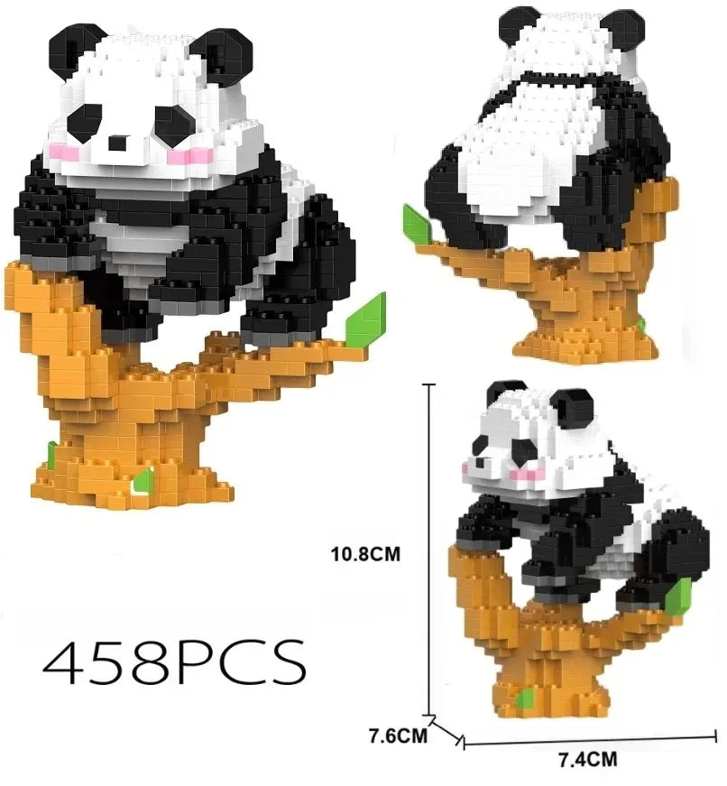 Creative Mini Cute Panda Micro Building Blocks 3D Diamond Model Animals Bricks DIY City Construction Toys for Children Kids Gift