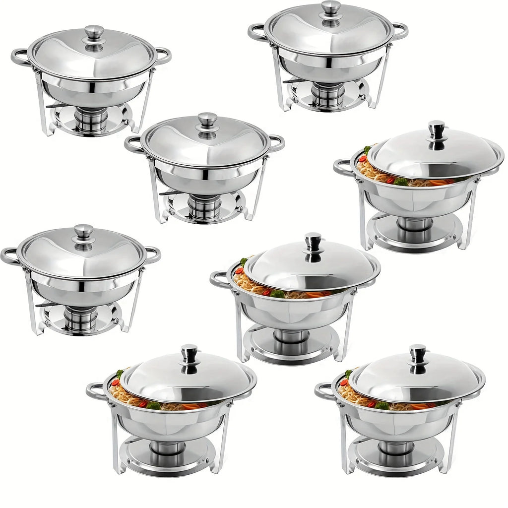 1/2/4/6/8 Packs 5-Qt Stainless Steel Chafing Dish Buffet Set Food Water Trays Buffet Warmers erving Utensils for Dinner Parties